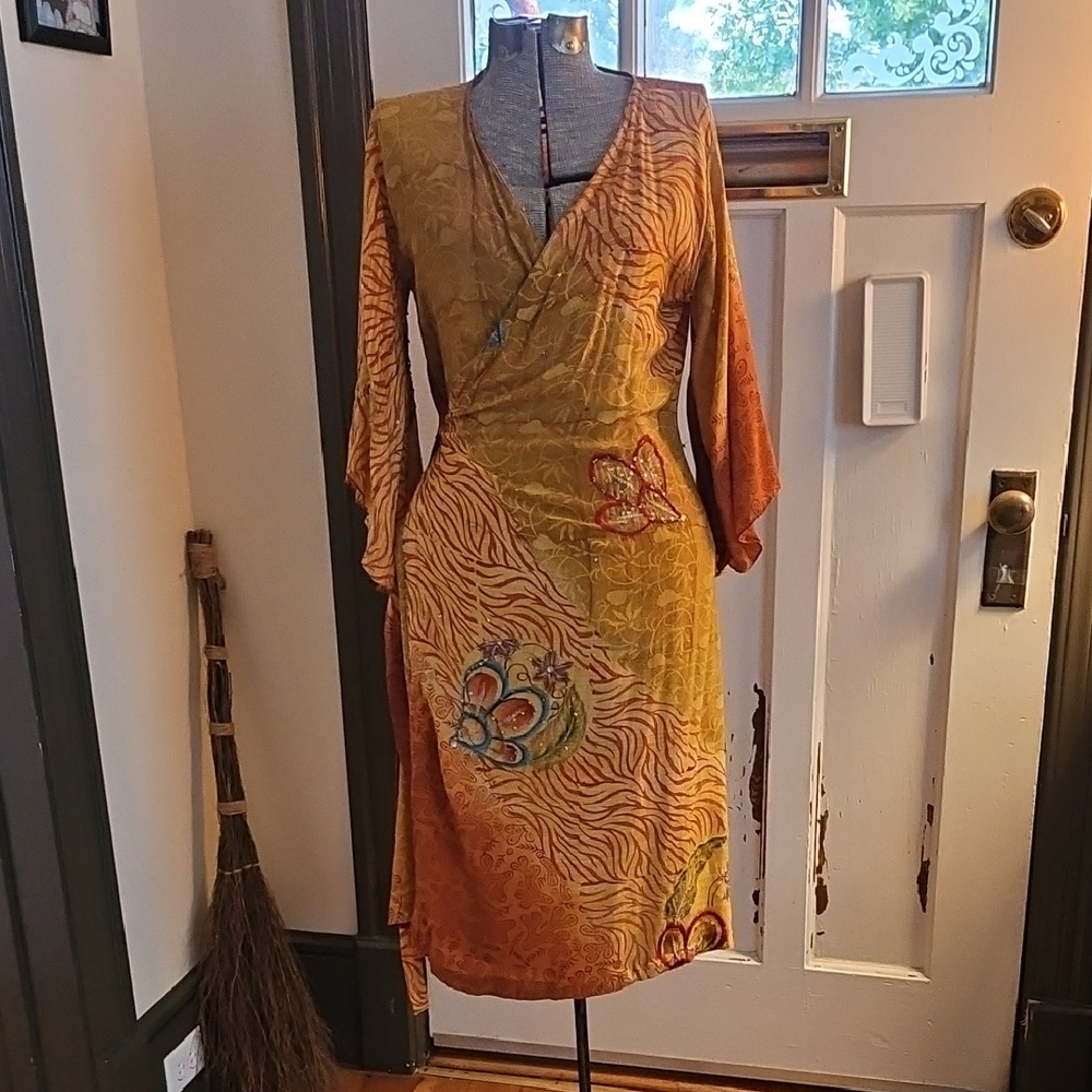 Elegant Multicolor Wrap Dress